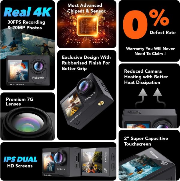 EAGLE i15 PRO MAX Waterproof Action Camera 4K HD Wireless Underwater Camera for Video, Vlog, Motorcycle Helmet, Travel, Time Lapse & Slow Motion Sports Camera with External Microphone, Remote, 4x Zoom - Image 3