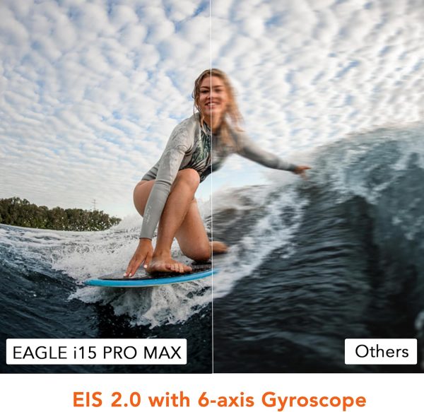EAGLE i15 PRO MAX Waterproof Action Camera 4K HD Wireless Underwater Camera for Video, Vlog, Motorcycle Helmet, Travel, Time Lapse & Slow Motion Sports Camera with External Microphone, Remote, 4x Zoom - Image 4