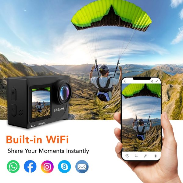 EAGLE i15 PRO MAX Waterproof Action Camera 4K HD Wireless Underwater Camera for Video, Vlog, Motorcycle Helmet, Travel, Time Lapse & Slow Motion Sports Camera with External Microphone, Remote, 4x Zoom - Image 7